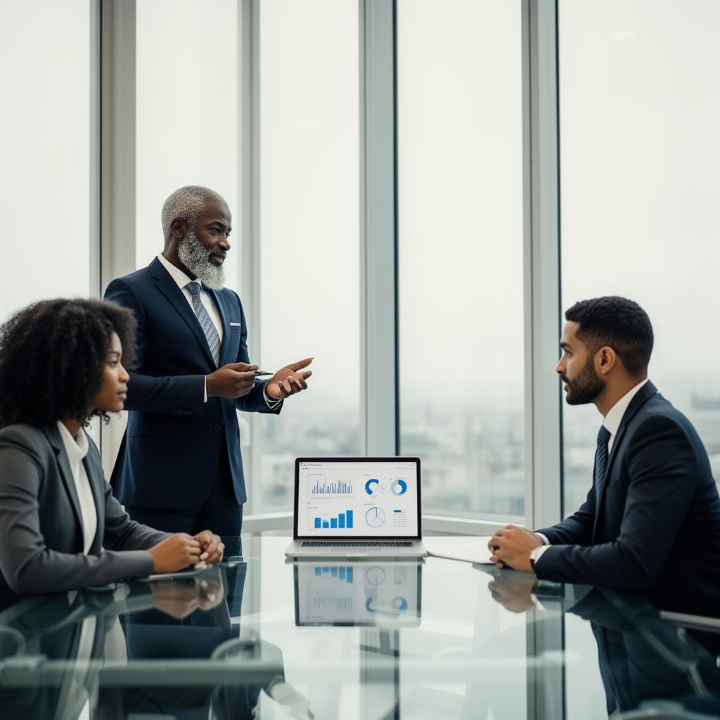 Operations leader presenting findings to a client team